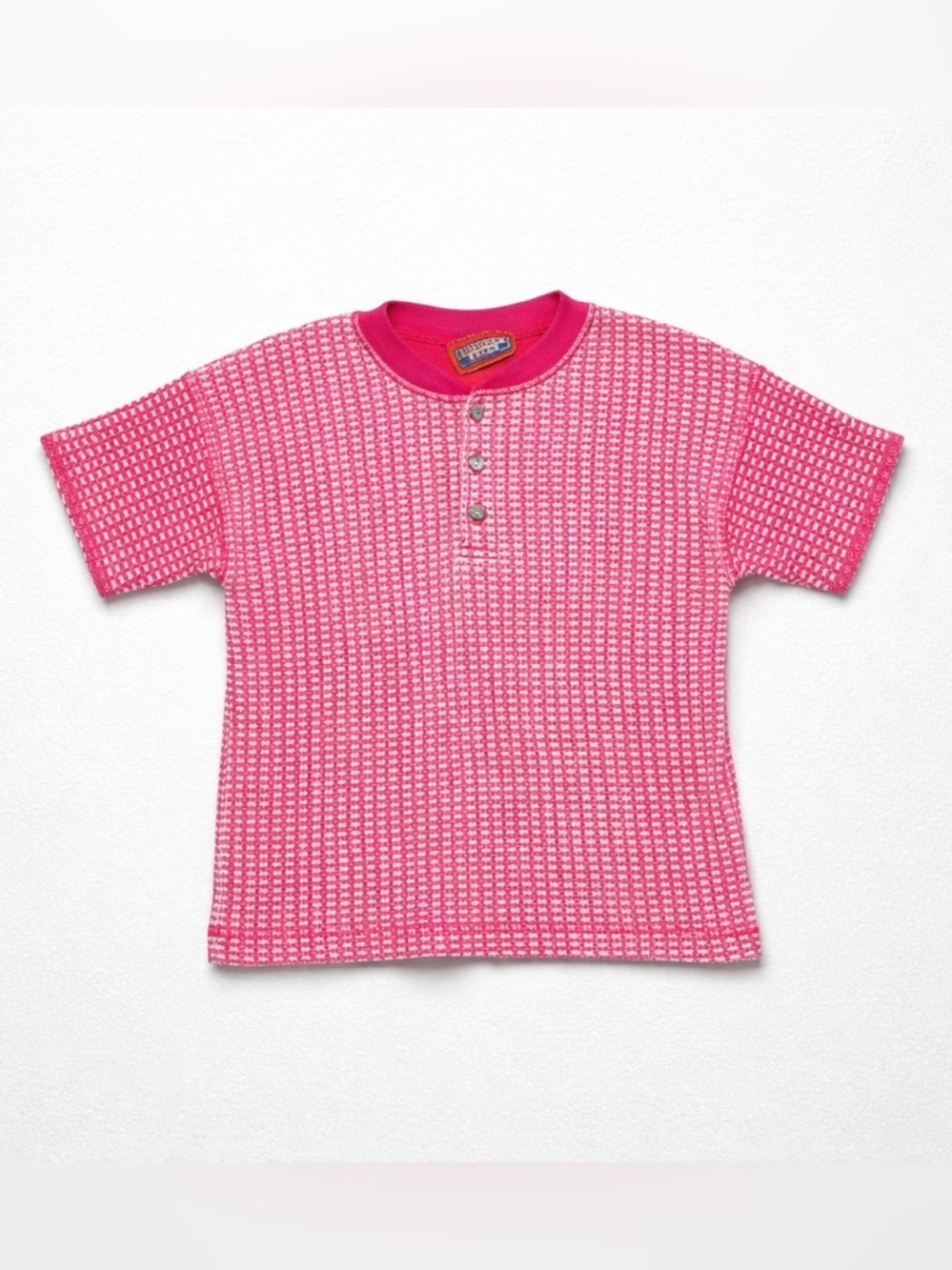 Kids Hot Pink Short-Sleeve Henley Top | Nevada Kids | 50% Cotton | Size 5